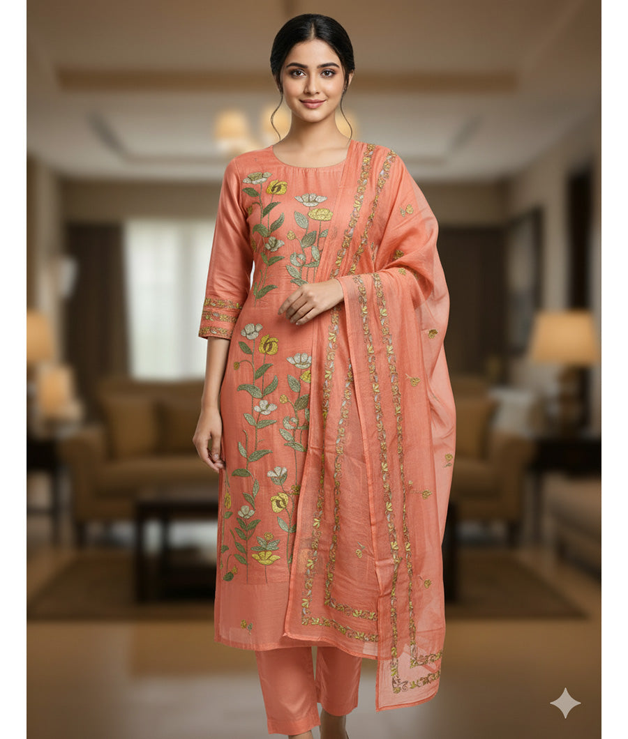 MUL CHANDERI SUIT SET