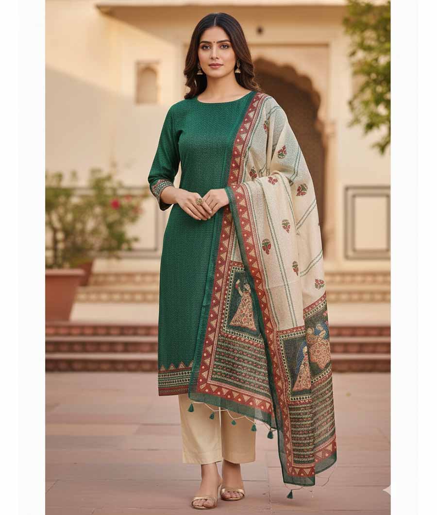 CHANDERI  SUIT SET