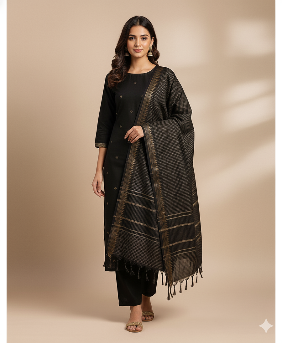 PURE COTTON LUREX SUIT SET