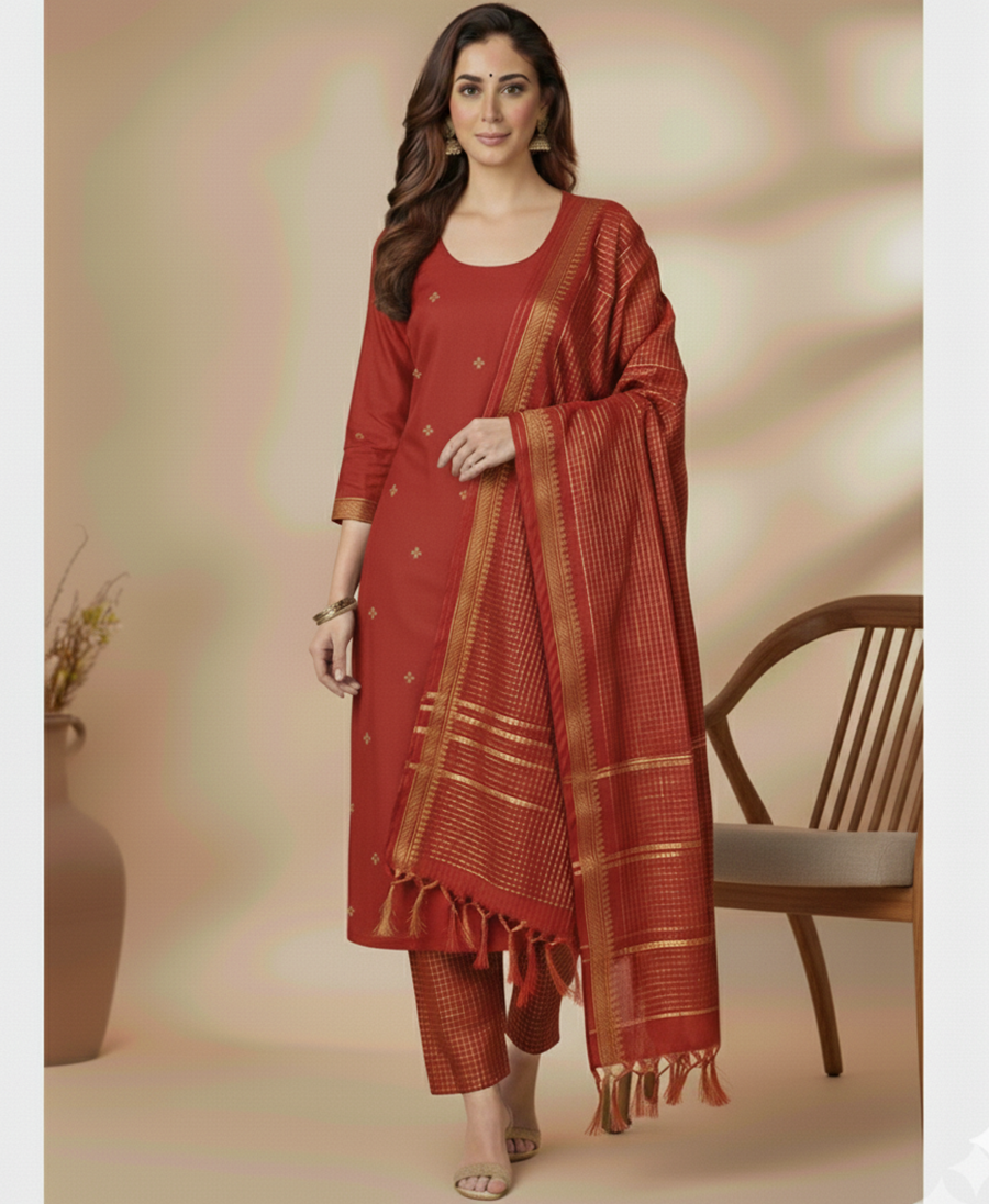 PURE COTTON LUREX SUIT SET