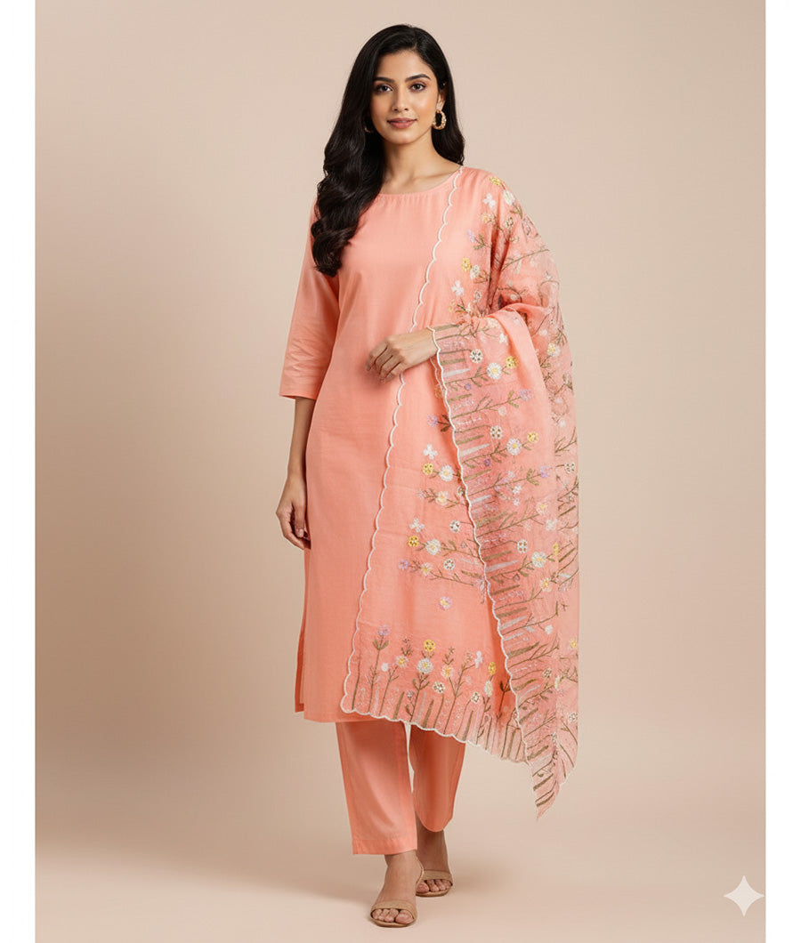 MALAI CHANDERI SUIT SET