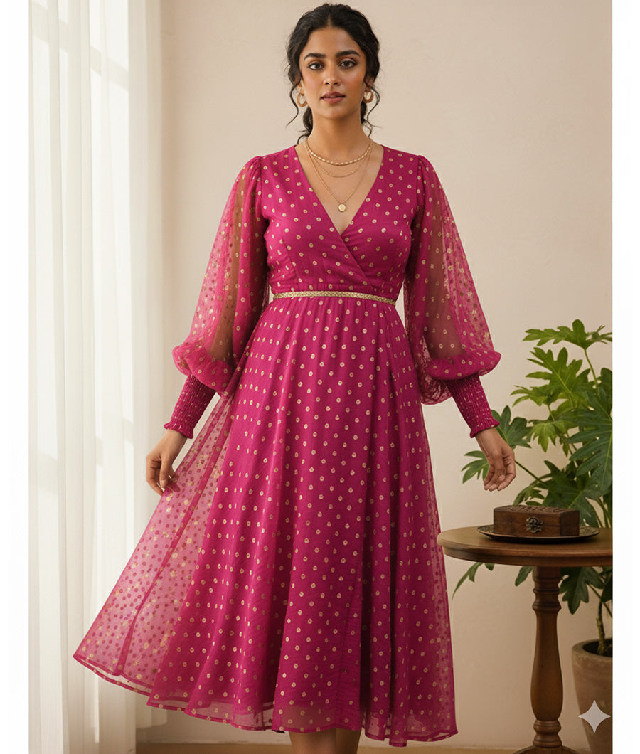 MUL CHANDERI EMBROIDERED FABRIC