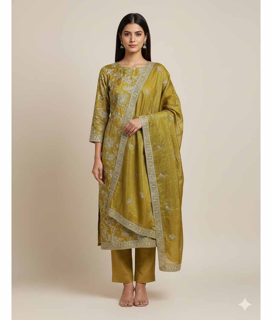 TISSUSE SILK EMBRIODERY SUIT SET