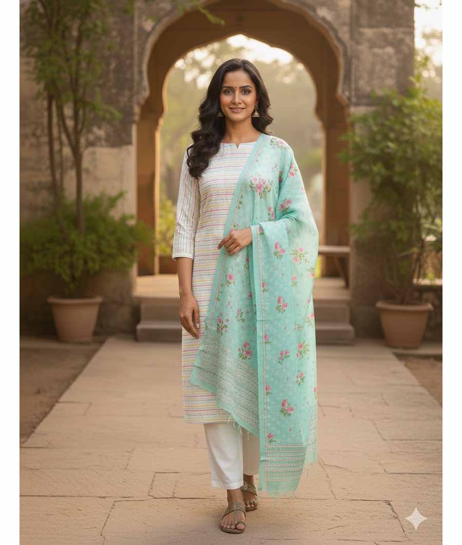 MALAI CHANDERI SUIT SET