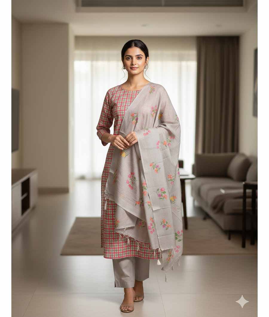 MALAI CHANDERI SUIT SET
