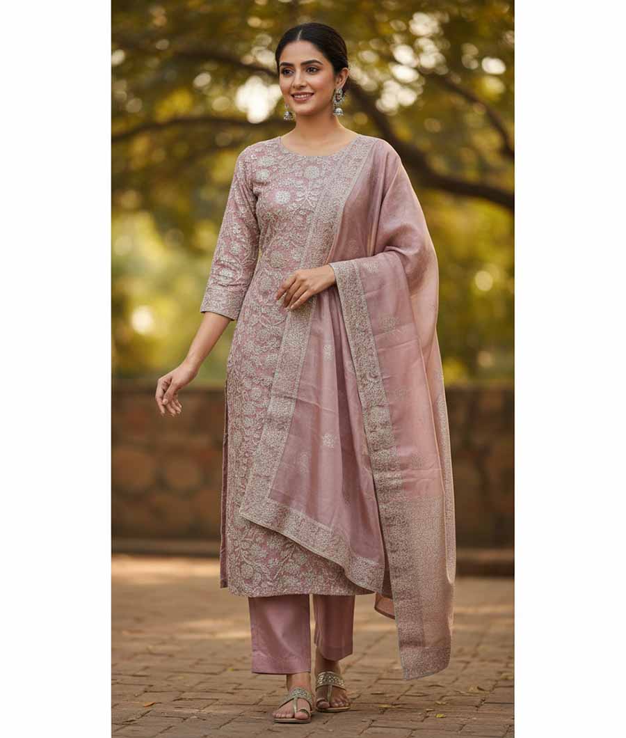 TISSUSE SILK EMBRIODERY SUIT SET