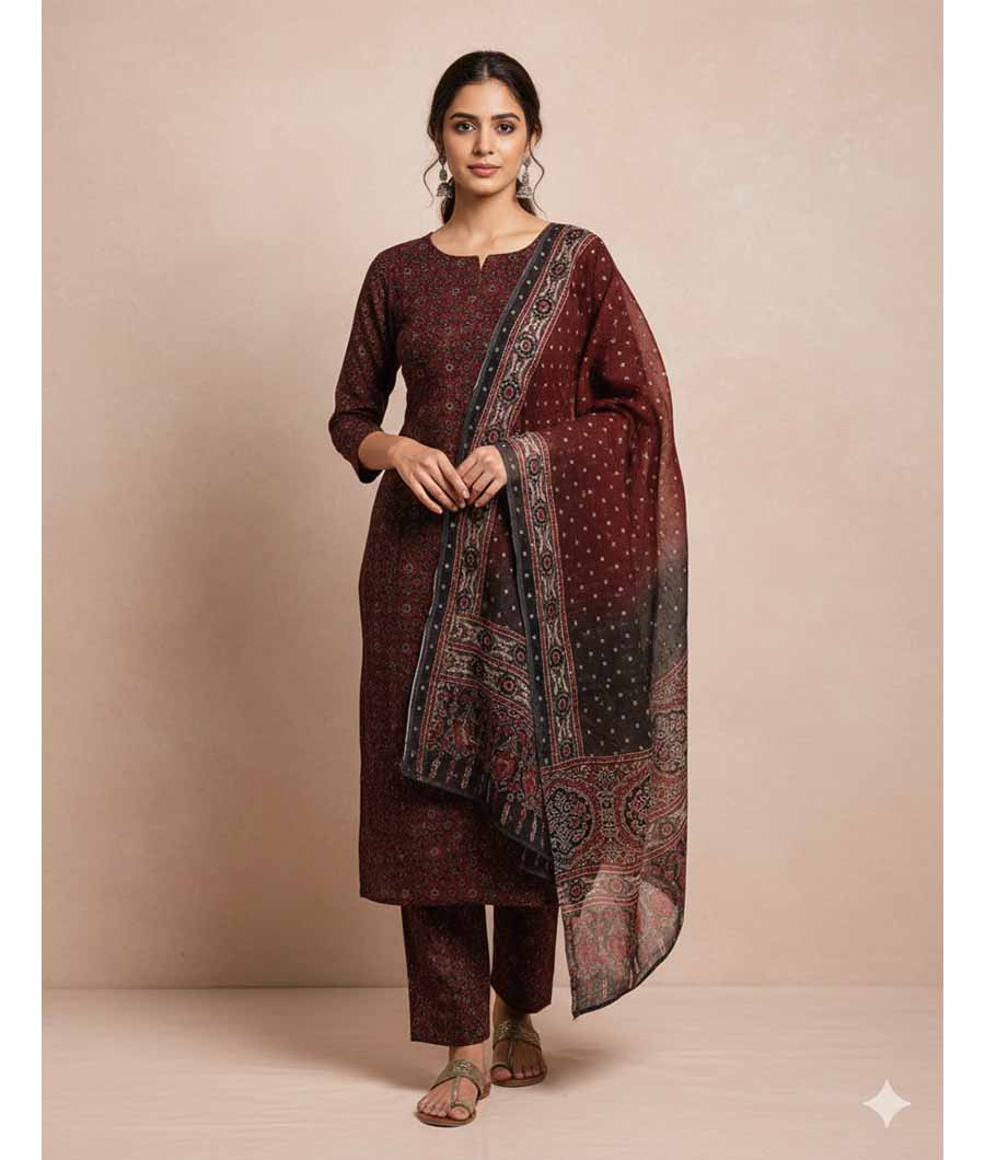 PURE VISCOSE ORGANZA JACQUARD SUIT SET