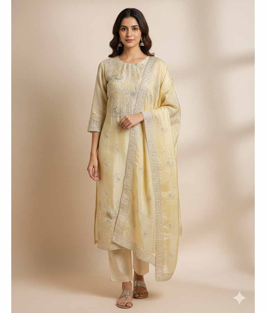 TISSUSE SILK EMBRIODERY SUIT SET