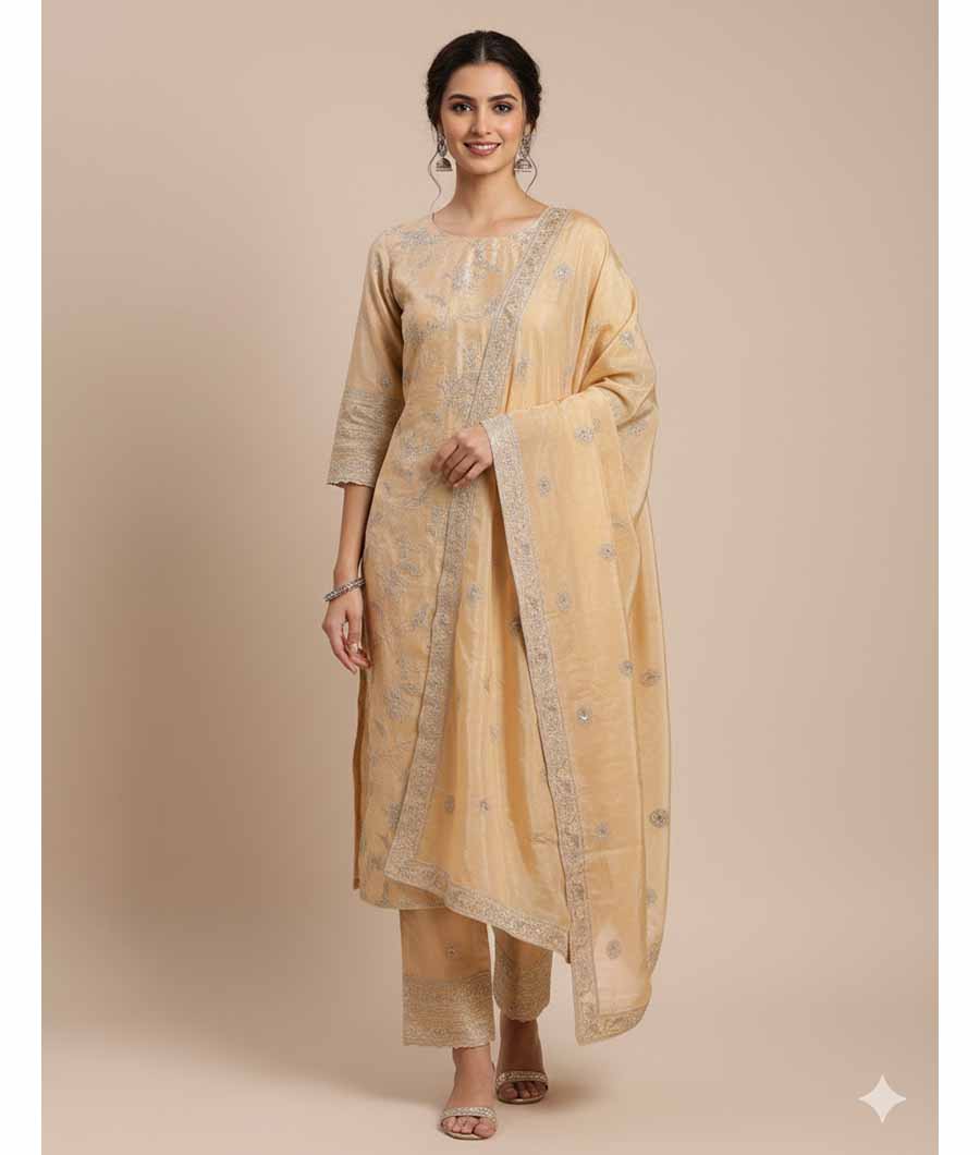 TISSUSE SILK EMBRIODERY SUIT SET