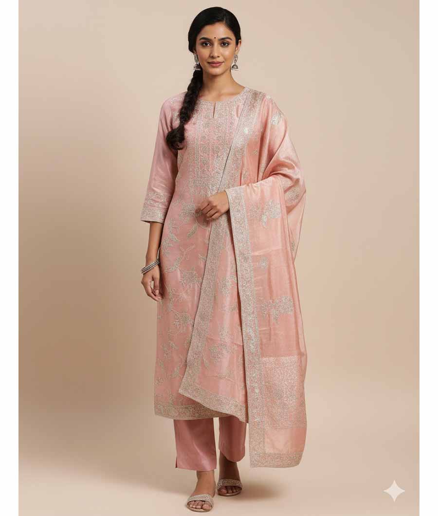 TISSUSE SILK EMBRIODERY SUIT SET