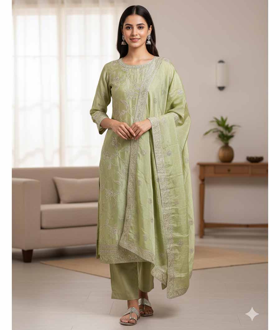 TISSUSE SILK EMBRIODERY SUIT SET