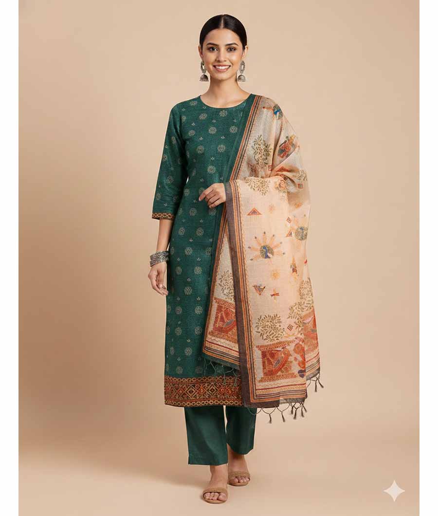 CHANDERI  SUIT SET