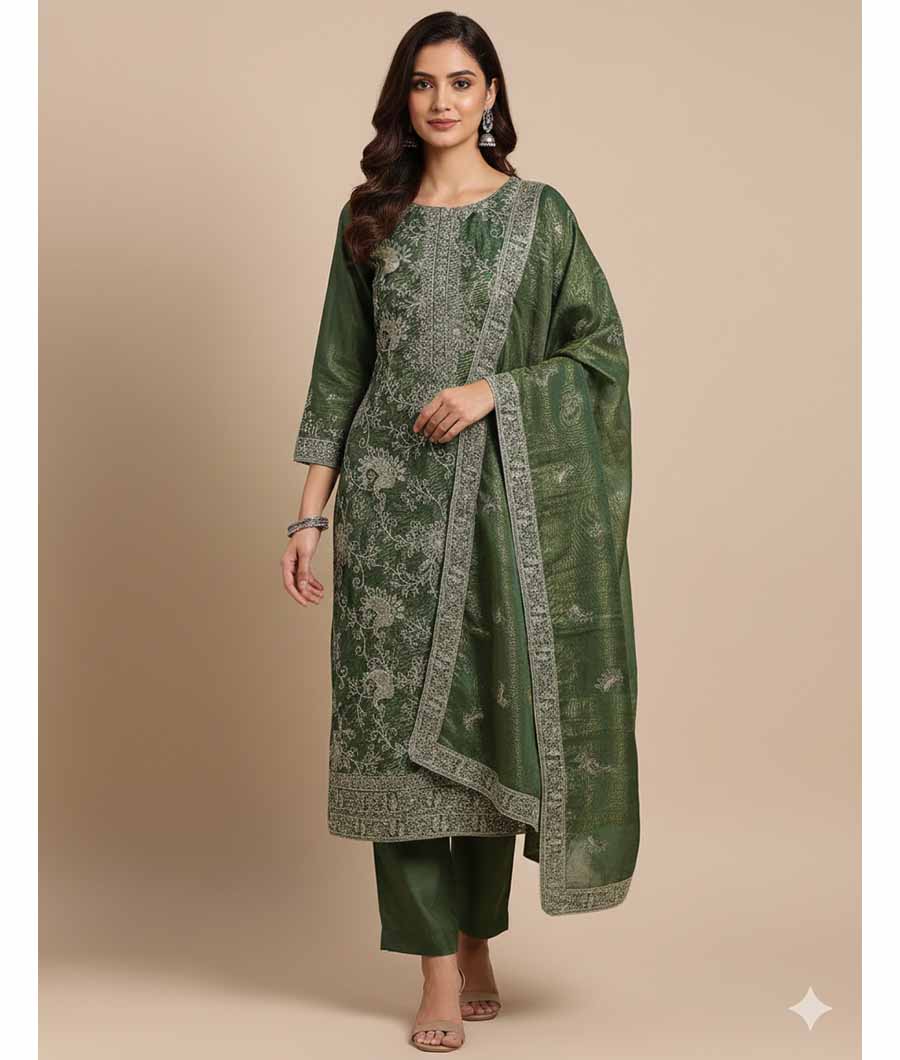 TISSUSE SILK EMBRIODERY SUIT SET