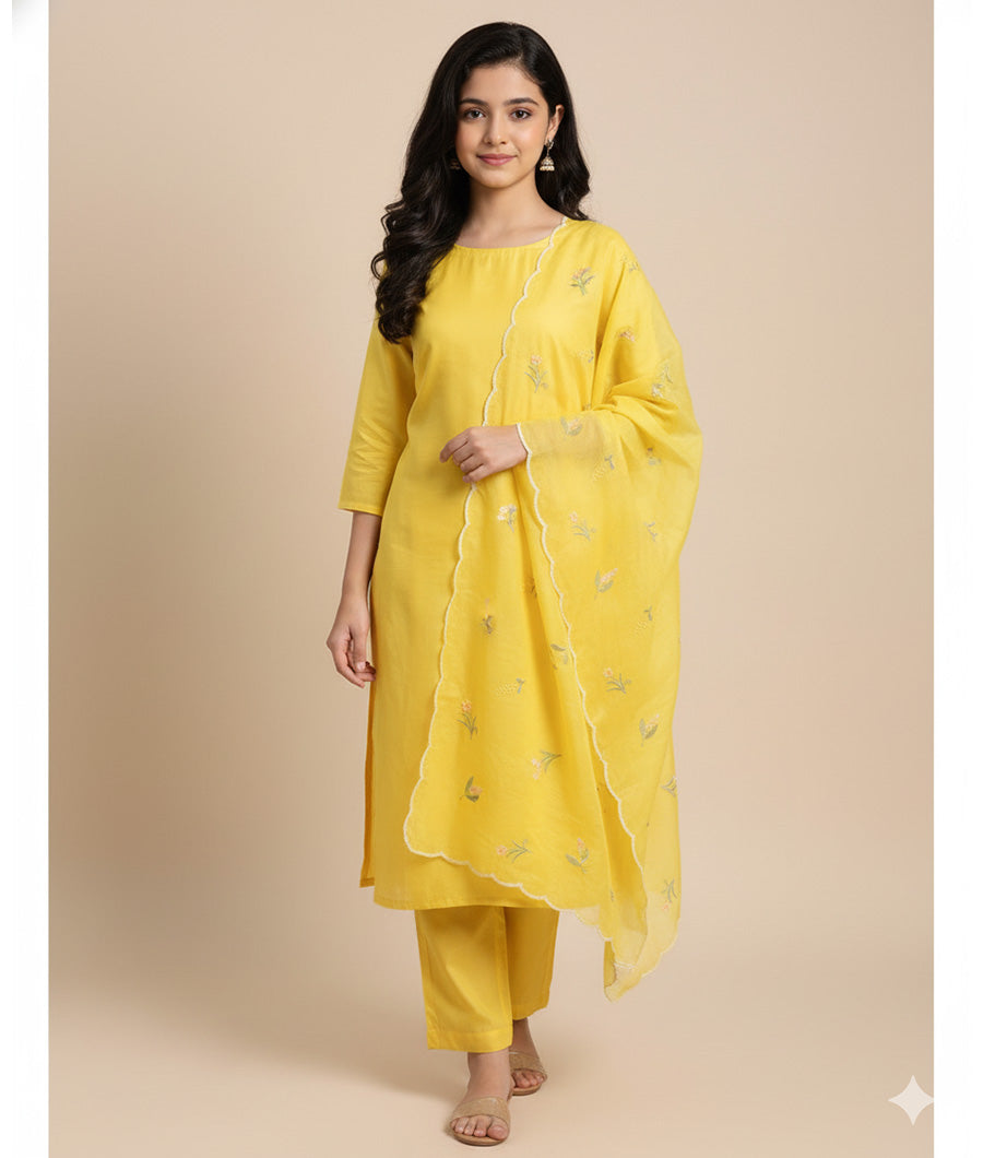MALAI CHANDERI SUIT SET