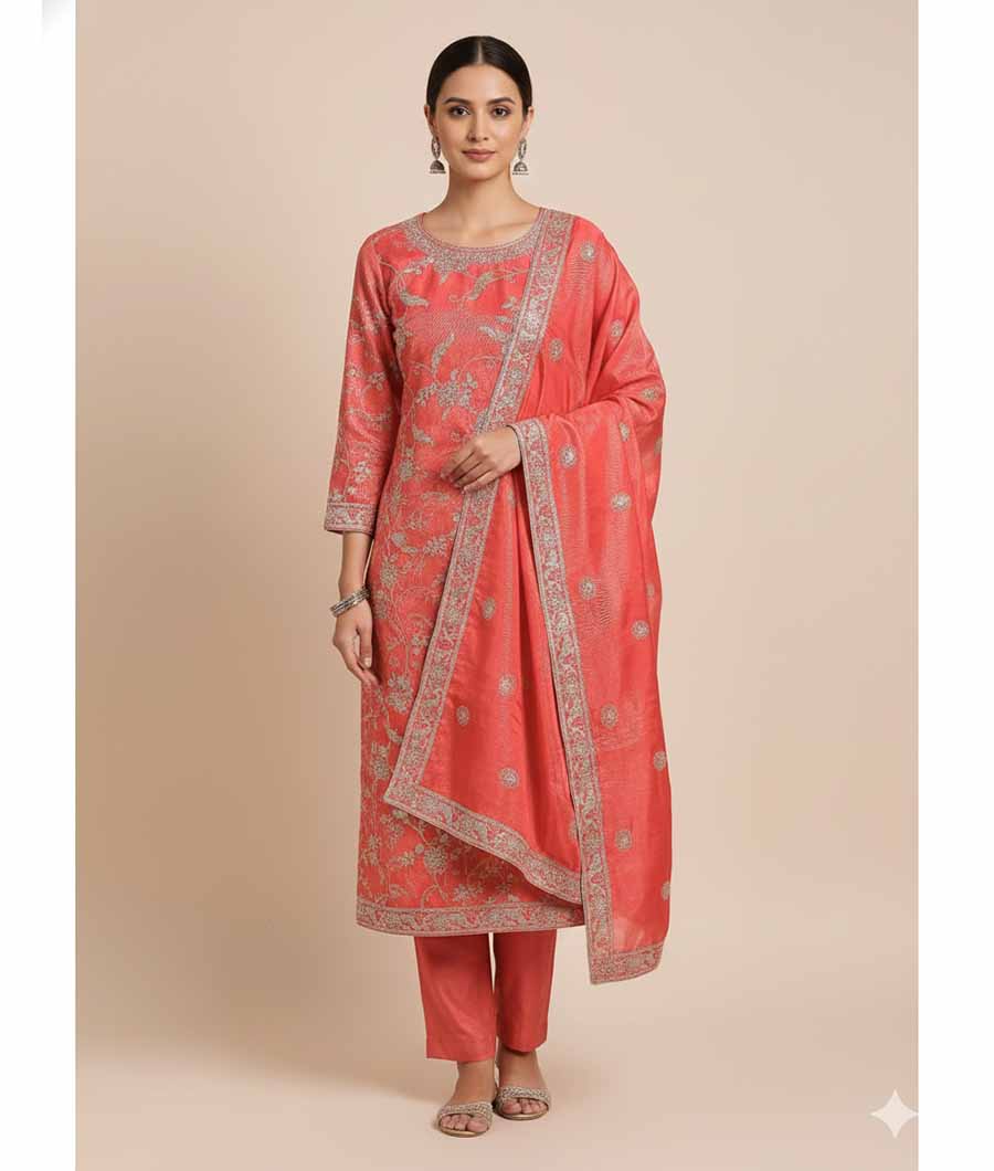 TISSUSE SILK EMBRIODERY SUIT SET