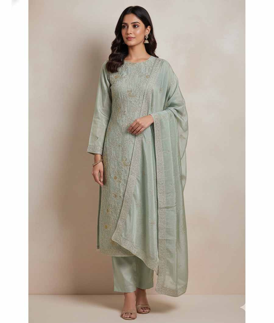 TISSUSE SILK EMBRIODERY SUIT SET