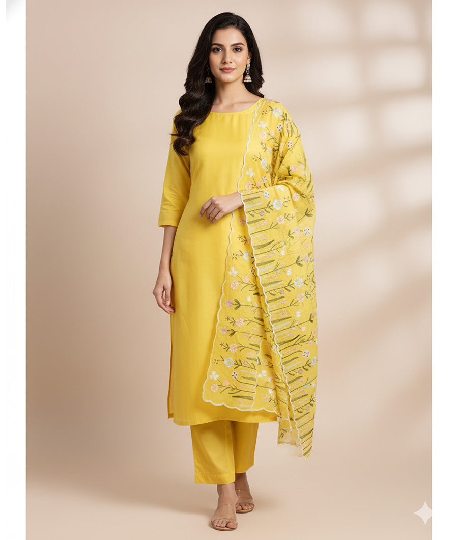 MALAI CHANDERI SUIT SET