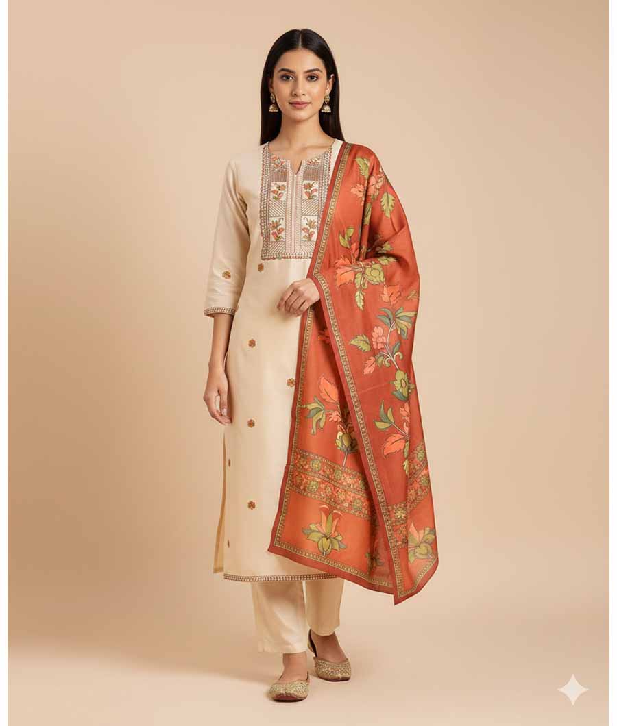 SOFT SILK KALAMKARI 2 PIECE SET
