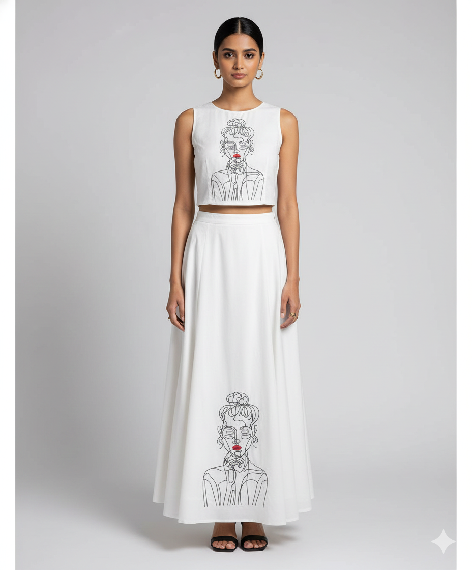 COTTON LINEN EMBROIDERED FABRIC