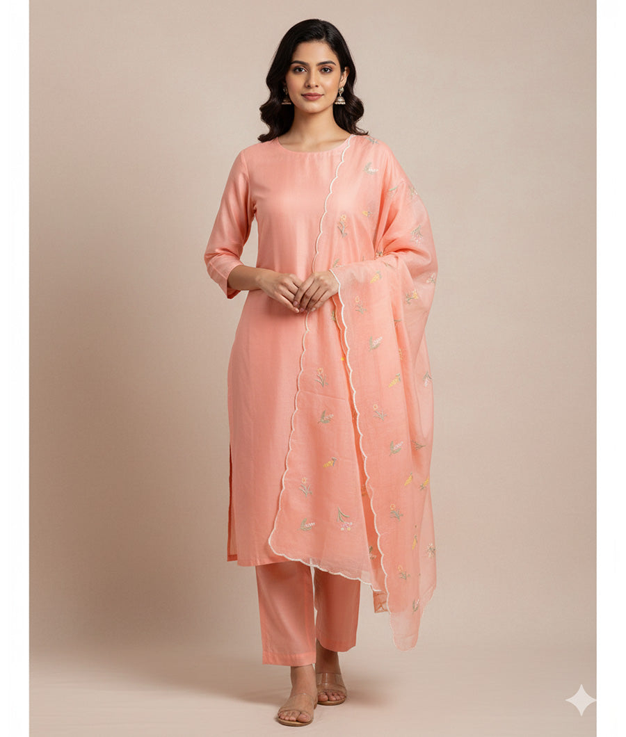 MALAI CHANDERI SUIT SET