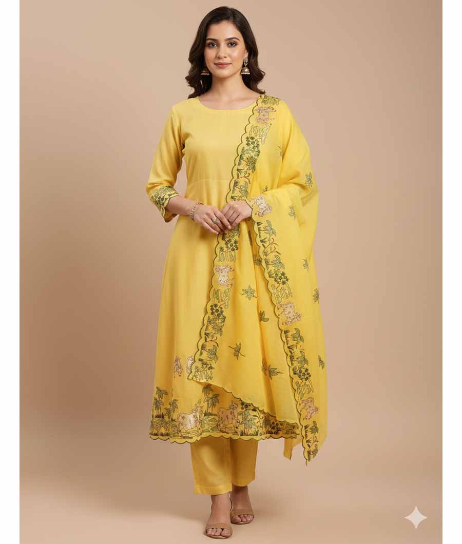PICHWAI MALAI CHANDERI SUIT SET