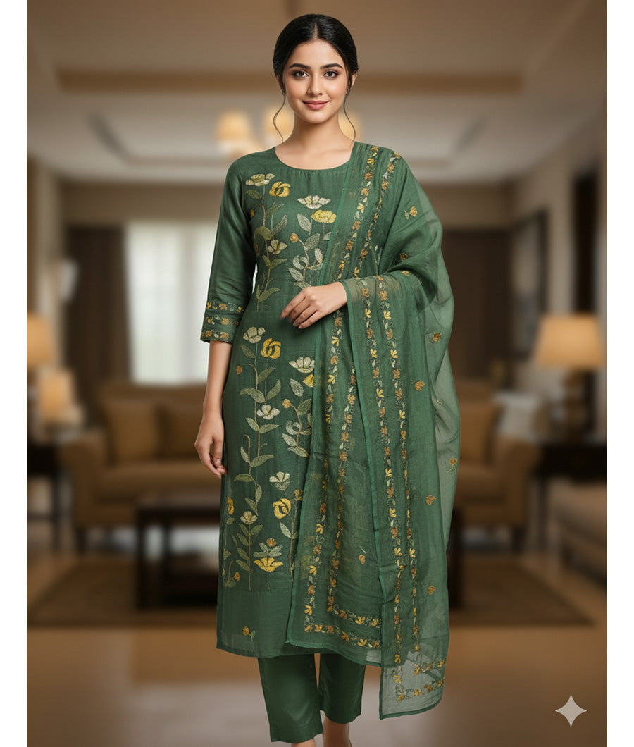 MUL CHANDERI SUIT SET