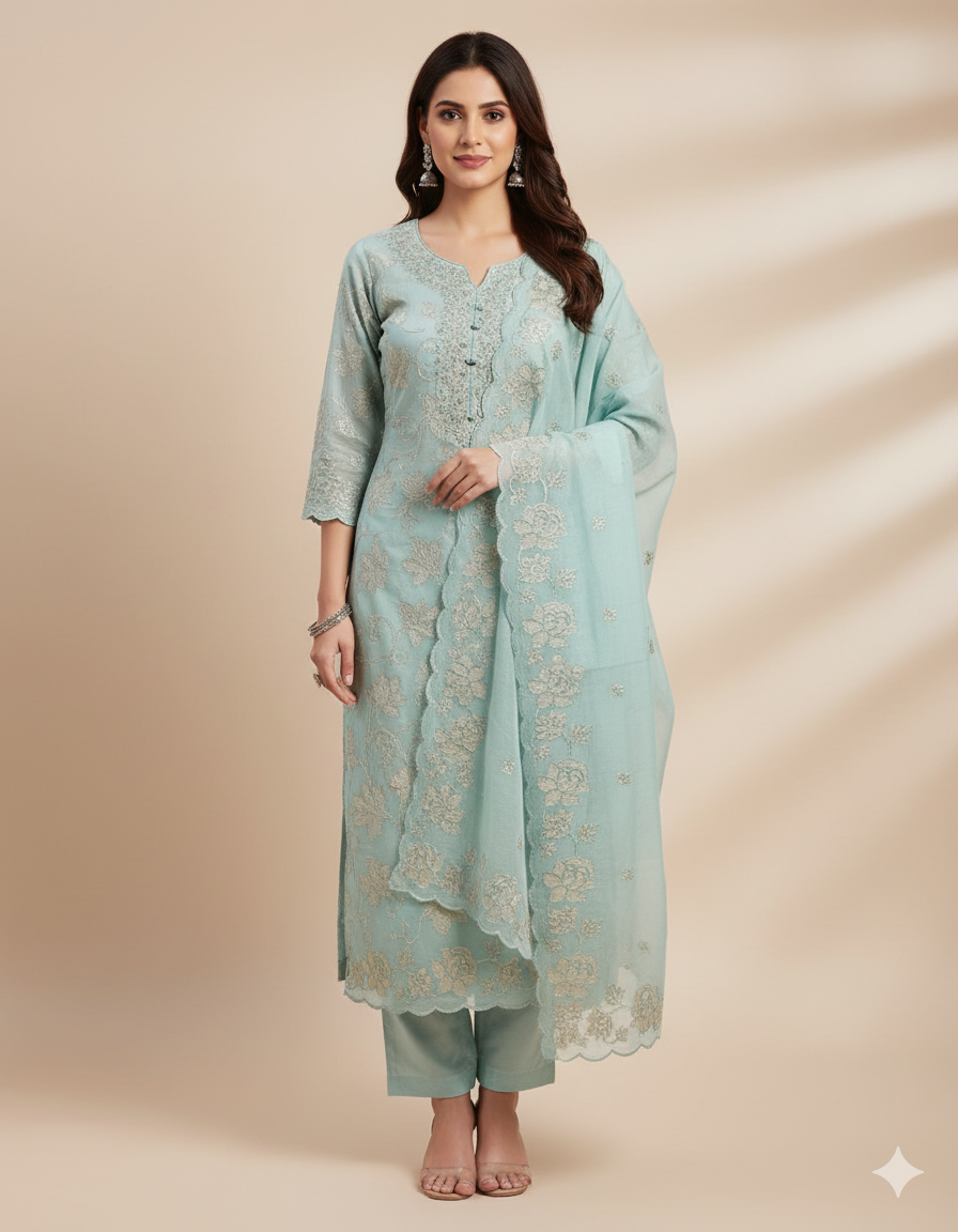 Pichwai malai  chanderi embroidery set