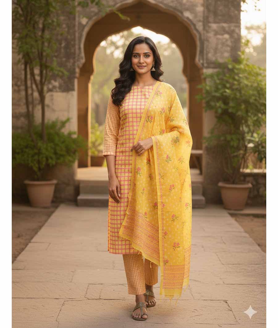 MALAI CHANDERI SUIT SET