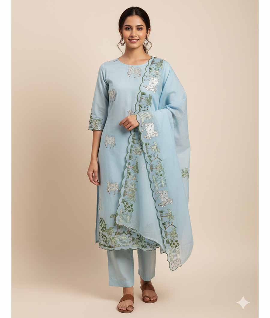 PICHWAI MALAI CHANDERI SUIT SET