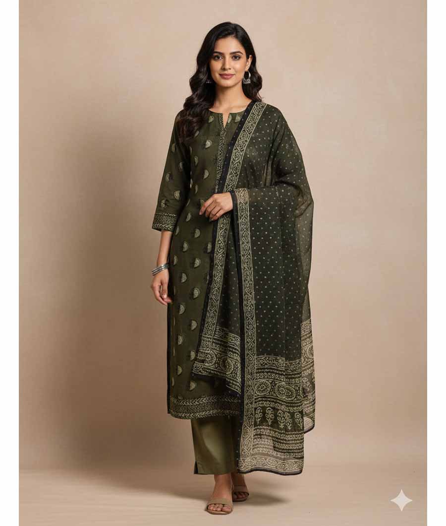 PURE VISCOSE ORGANZA JACQUARD SUIT SET