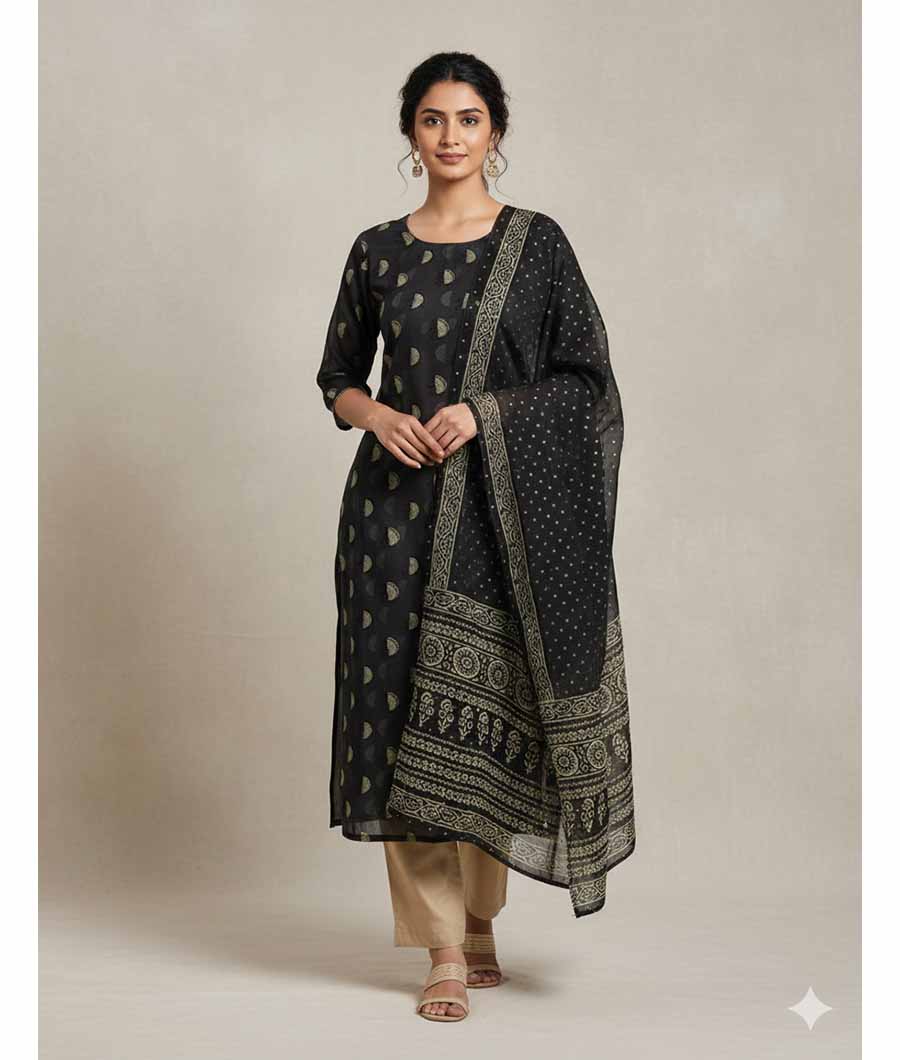 PURE VISCOSE ORGANZA JACQUARD SUIT SET