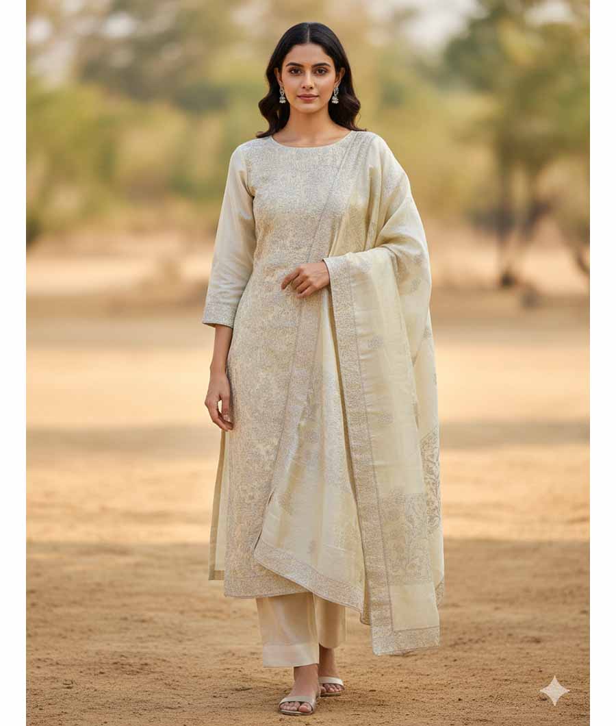 TISSUSE SILK EMBRIODERY SUIT SET