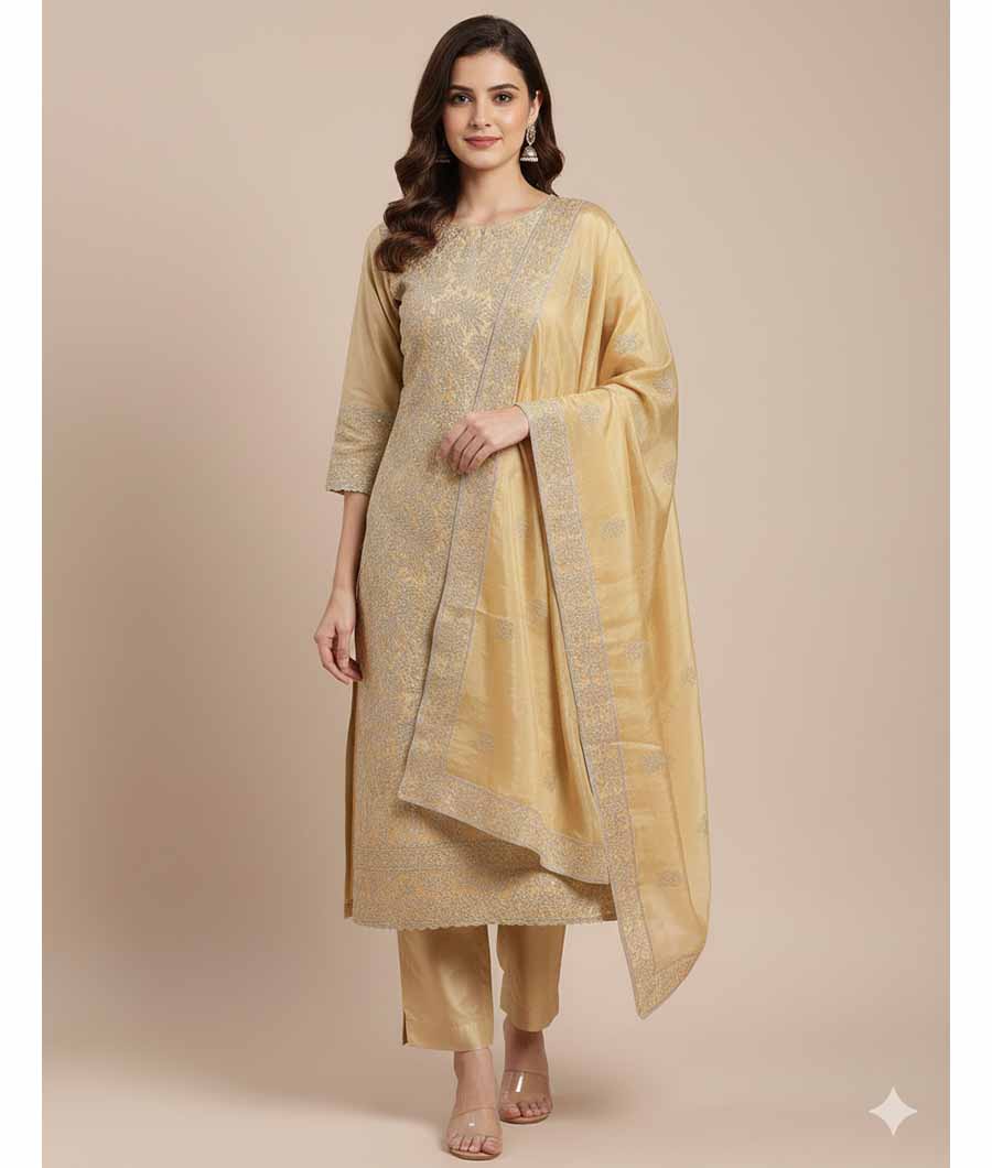 TISSUSE SILK EMBRIODERY SUIT SET