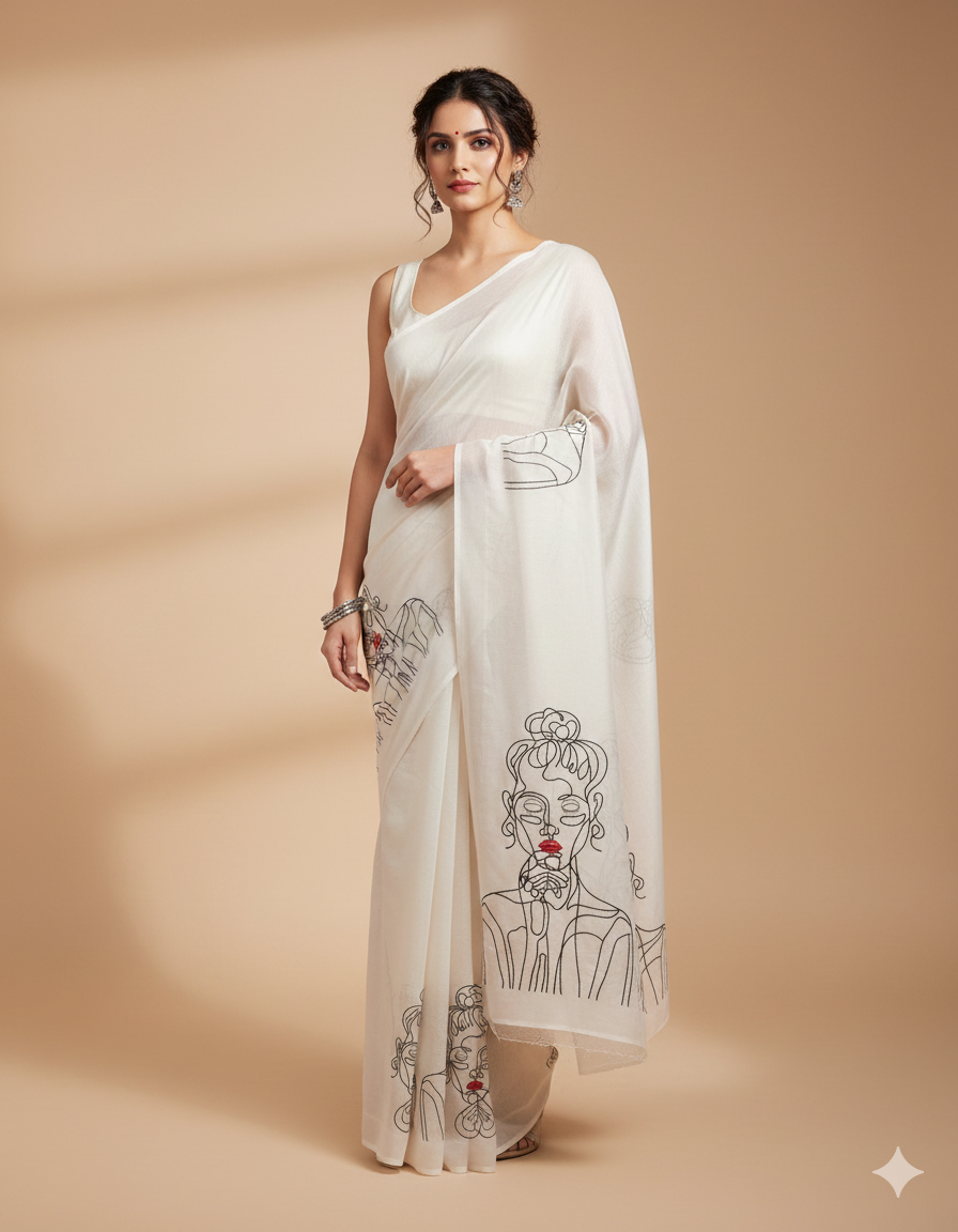 COTTON LINEN EMBROIDERED FABRIC