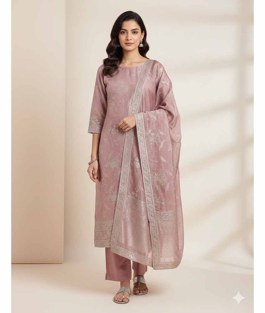 TISSUSE SILK EMBRIODERY SUIT SET