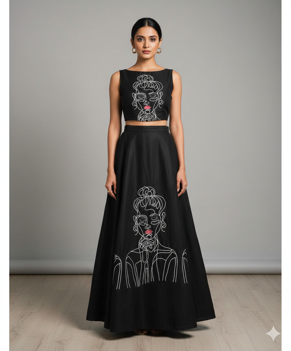 COTTON LINEN EMBROIDERED FABRIC