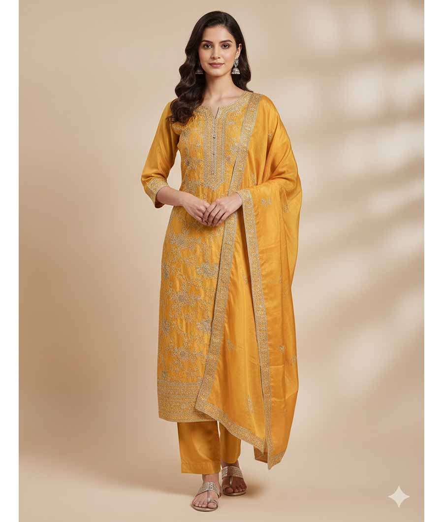 TISSUSE SILK EMBRIODERY SUIT SET