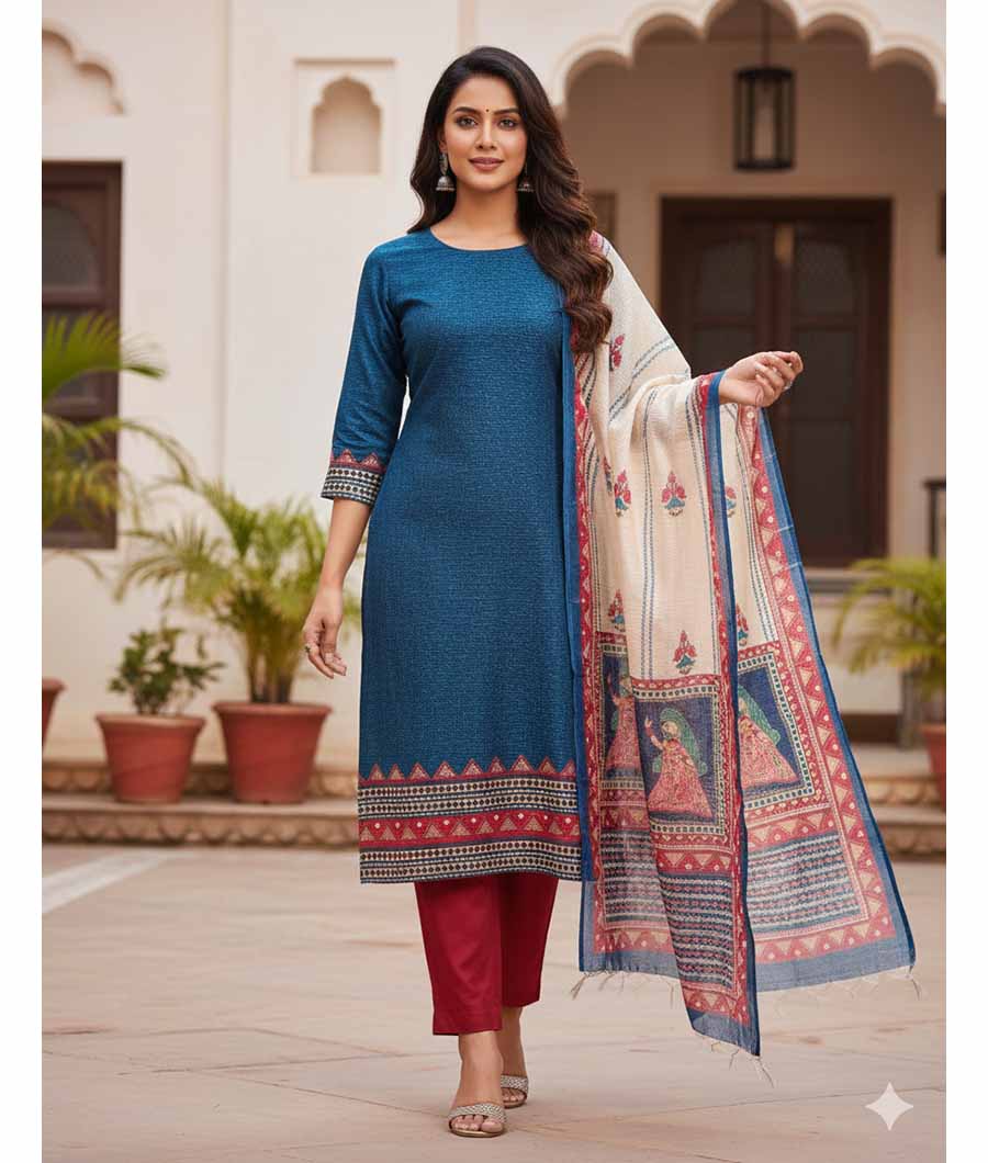 CHANDERI  SUIT SET