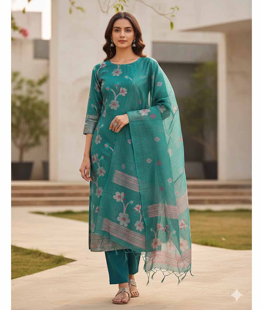 CHANDERI  SUIT SET