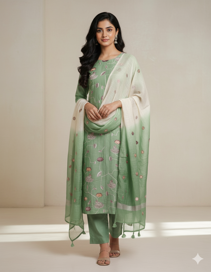 Pichwai malai  chanderi embroidery set