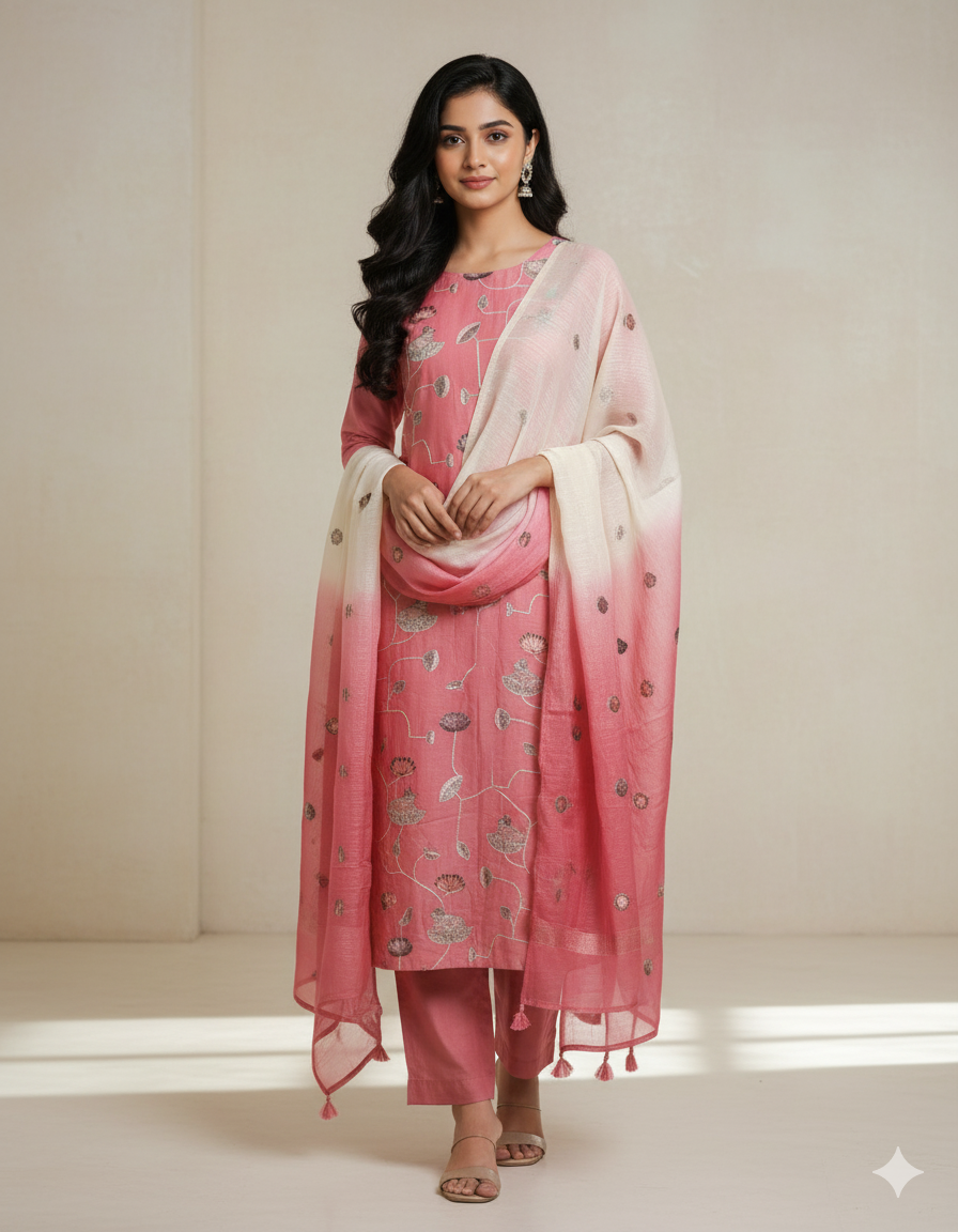 Pichwai malai  chanderi embroidery set