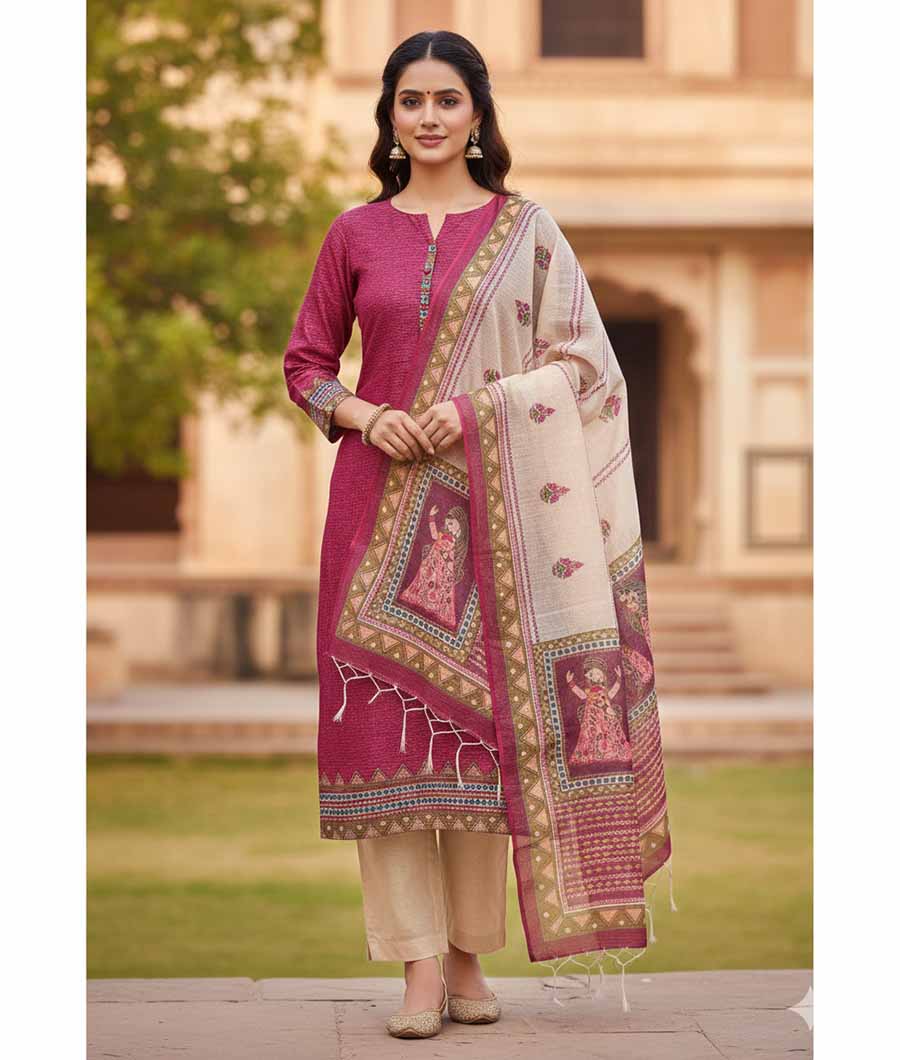 CHANDERI  SUIT SET