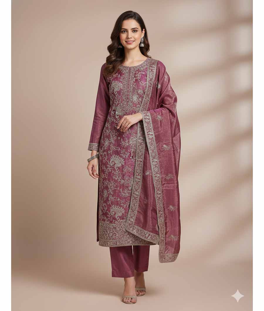 TISSUSE SILK EMBRIODERY SUIT SET