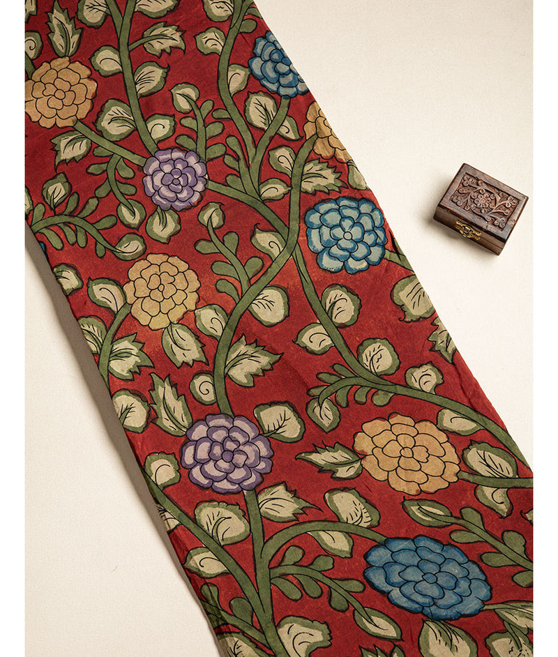 KALASTHRI KALAMKARI HAND PAINTED SILK FABRIC