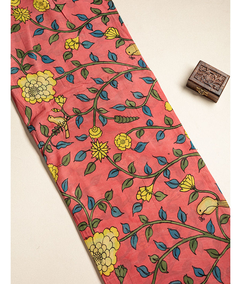 KALASTHRI KALAMKARI HAND PAINTED SILK FABRIC