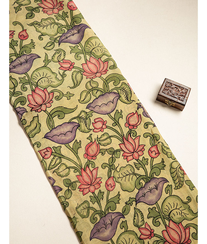 KALASTHRI KALAMKARI HAND PAINTED SILK FABRIC