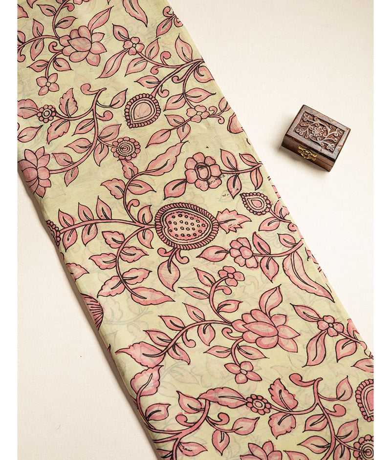 KALASTHRI KALAMKARI HAND PAINTED SILK FABRIC