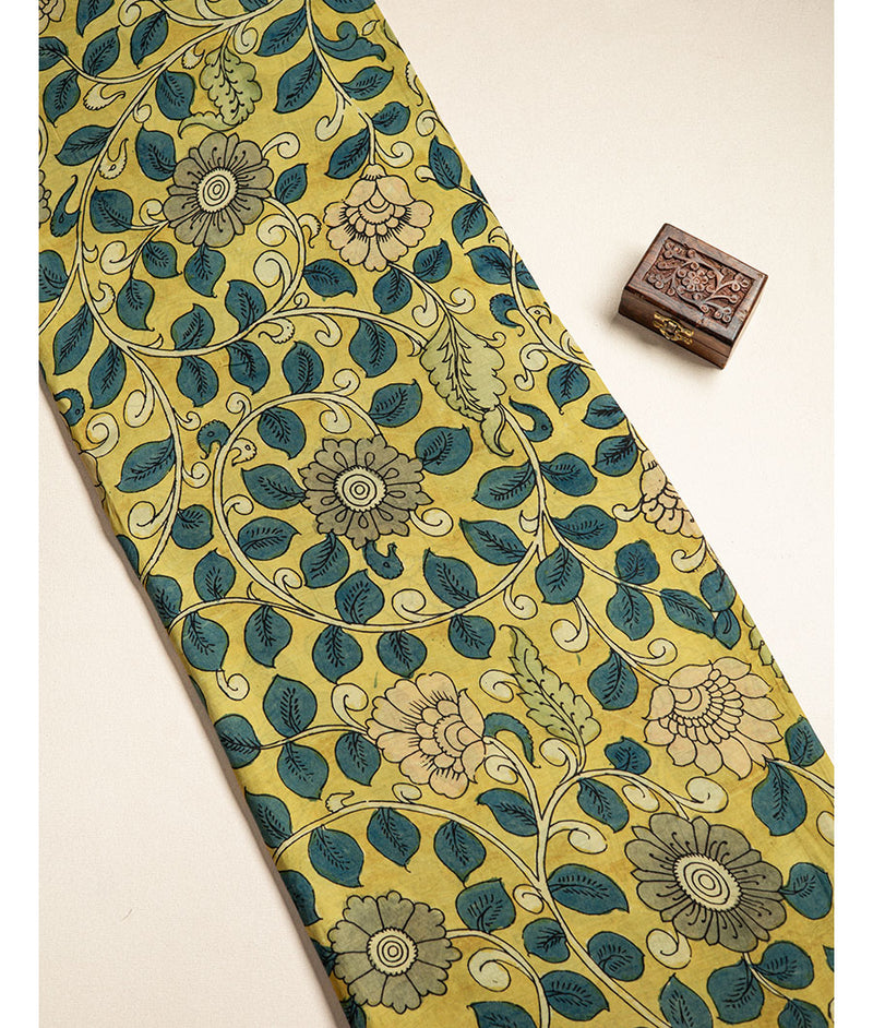 KALASTHRI KALAMKARI HAND PAINTED SILK FABRIC