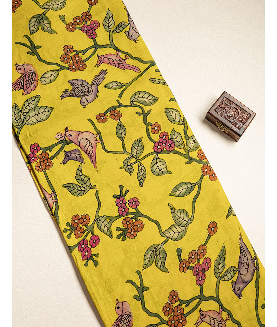 KALASTHRI KALAMKARI HAND PAINTED SILK FABRIC