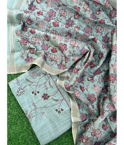 Tussar embroidery suit sets